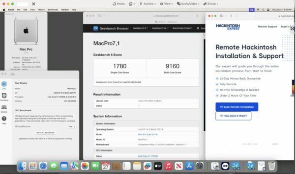 Screenshot of benchmarks for a downloadable Hackintosh EFI folder for [Asus] [Desktop].