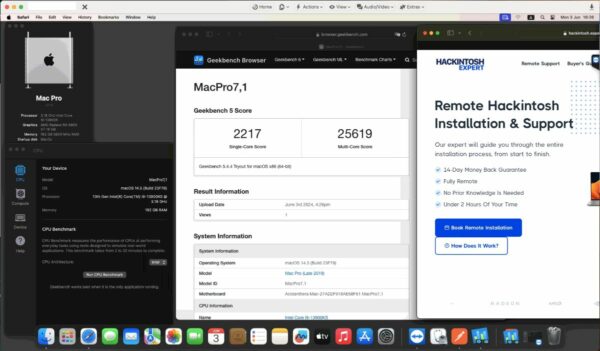 Screenshot of benchmarks for a downloadable Hackintosh EFI folder for [Asus] [Desktop].