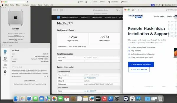 Screenshot of benchmarks for a downloadable Hackintosh EFI folder for [Gigabyte] [Desktop].