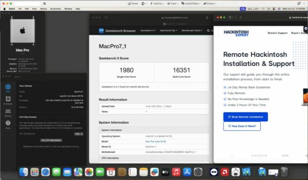 Screenshot of benchmarks for a downloadable Hackintosh EFI folder for [Gigabyte] [Desktop].