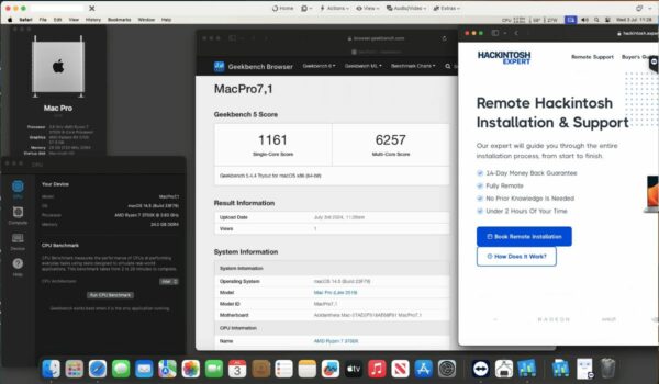 Screenshot of benchmarks for a downloadable Hackintosh EFI folder for [ASUS] [Desktop].