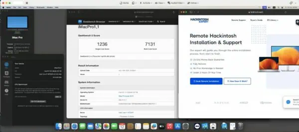 Screenshot of benchmarks for a downloadable Hackintosh EFI folder for [Asus] [Desktop].