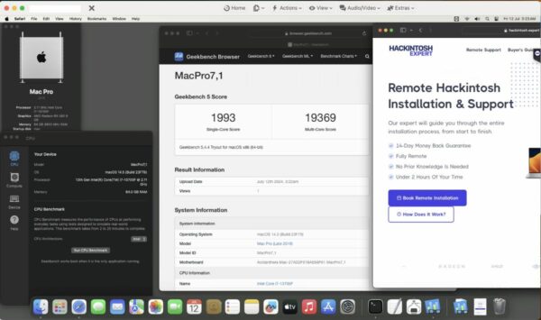 Screenshot of benchmarks for a downloadable Hackintosh EFI folder for [Gigabyte] [Desktop].