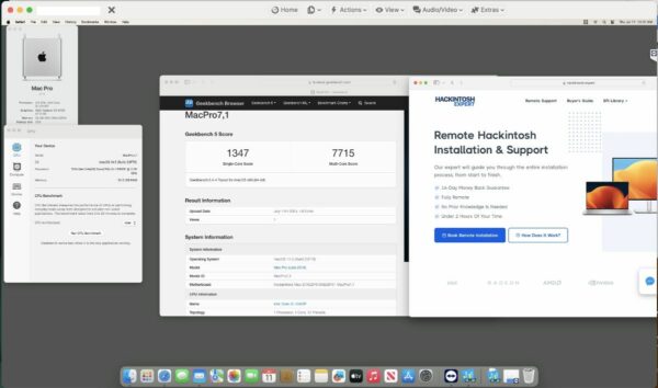 Screenshot of benchmarks for a downloadable Hackintosh EFI folder for [MSI] [Desktop].