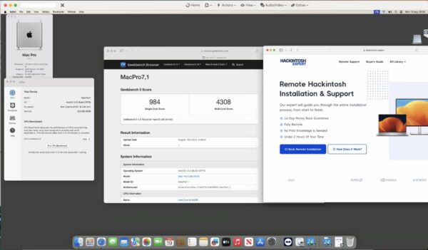 Screenshot of benchmarks for a downloadable Hackintosh EFI folder for [ASRock] [Desktop].