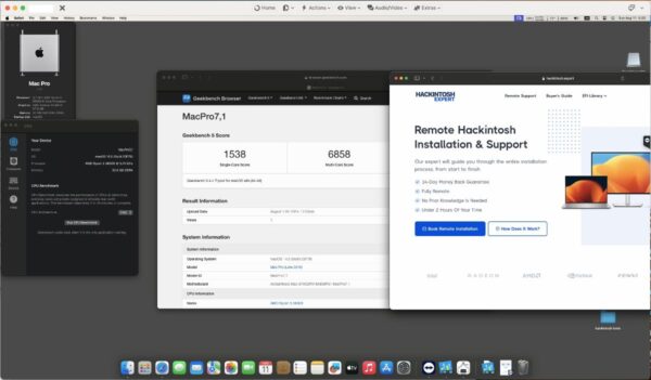 Screenshot of benchmarks for a downloadable Hackintosh EFI folder for [Asus] [Desktop].