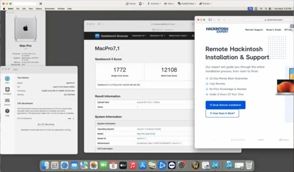 Screenshot of benchmarks for a downloadable Hackintosh EFI folder for [GIGABYTE] [Desktop].