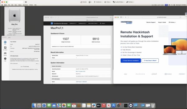 Screenshot of benchmarks for a downloadable Hackintosh EFI folder for [Gigabyte] [Desktop].