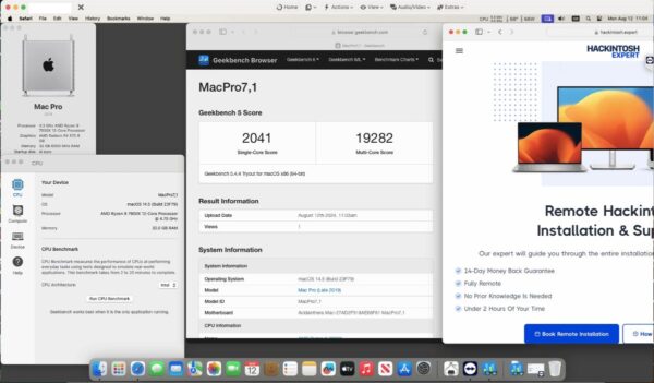Screenshot of benchmarks for a downloadable Hackintosh EFI folder for [Gigabyte] [Desktop].