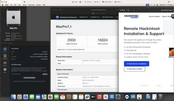 Screenshot of benchmarks for a downloadable Hackintosh EFI folder for [Asus] [Desktop].
