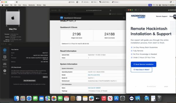 Screenshot of benchmarks for a downloadable Hackintosh EFI folder for [Asus] [Desktop].
