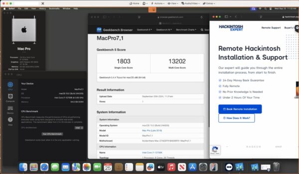 Screenshot of benchmarks for a downloadable Hackintosh EFI folder for [Asus] [Desktop].