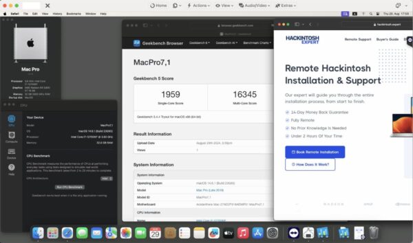Screenshot of benchmarks for a downloadable Hackintosh EFI folder for [Asus] [Desktop].