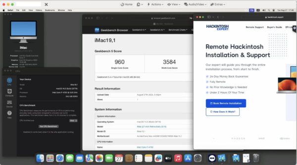 Screenshot of benchmarks for a downloadable Hackintosh EFI folder for [Asus] [Desktop].
