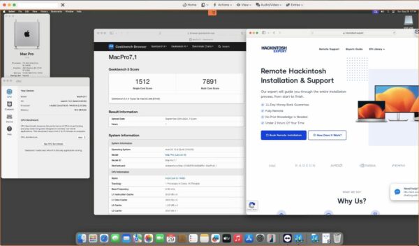 Screenshot of benchmarks for a downloadable Hackintosh EFI folder for [Gigabyte] [Desktop].
