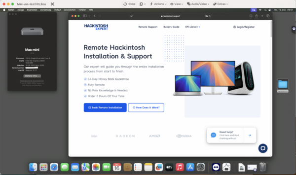 Screenshot of benchmarks for a downloadable Hackintosh EFI folder for [HP] [Workstation]