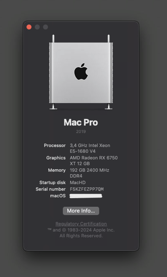 Screenshot of [HP Z440 Workstation С612] Hackintosh [Sequoia] success installation showing Geekbench performance scores [E5-1680 V4] and [: RW 9100 ].