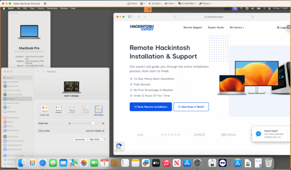 Screenshot of [Dell Precision 5520] Hackintosh [Sequoia] success installation showing Geekbench performance scores [E3-1505M v6_P630].