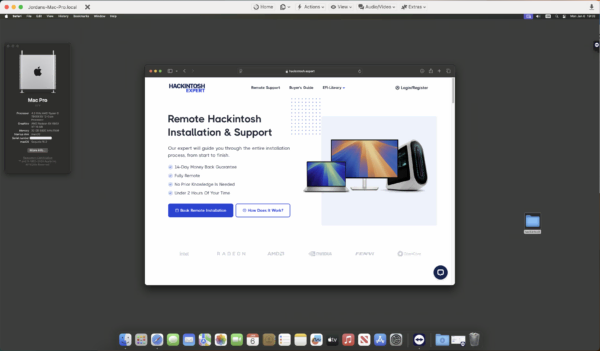 Screenshot of [ASUS TUF GAMING X670E-PLUS] Hackintosh [Sequoia] success installation showing Geekbench performance scores [AMD Ryzen 9 7900X3D] and [RX 6800 XT] with [MacPro 7,1] SMBIOS.