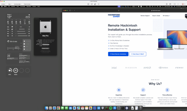 Screenshot of [Asus ROG STRIX Z270G GAMING] Hackintosh [Sequoia] success installation showing Geekbench performance scores [i7-6700K] and [RX 6600].