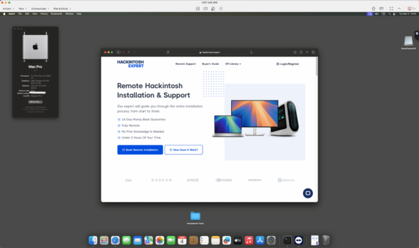 Screenshot of [HP Z440 Workstation С612] Hackintosh [Sequoia] success installation showing Geekbench performance scores [E5-1680 V4] and [: RW 9100 ].