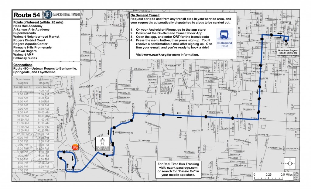 Downtown to Uptown Rogers, AR Bus Route