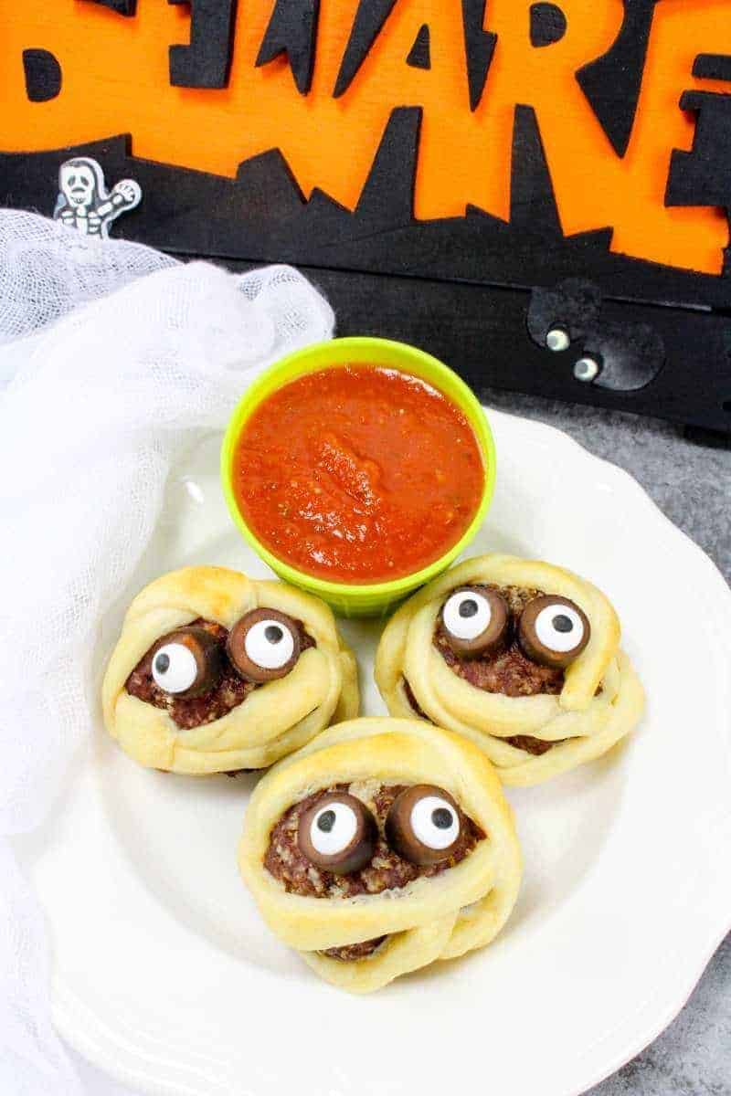 Mummy Meatballs for halloween