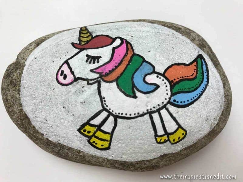 Painted Unicorn Rock Stone.