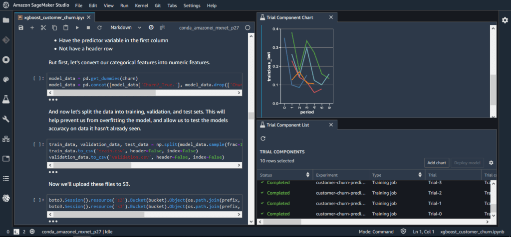Amazon SageMaker Studio vereint alle für die ML-Entwicklung erforderlichen Tools. Entwickler können Code schreiben, Experimente nachverfolgen, Daten visualisieren und Debugging und Überwachung durchführen - alles innerhalb einer einzigen, integrierten visuellen Oberfläche, was die Produktivität der Entwickler erheblich steigert.