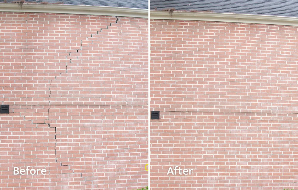 Brick Crack at Apartment Building Before and After