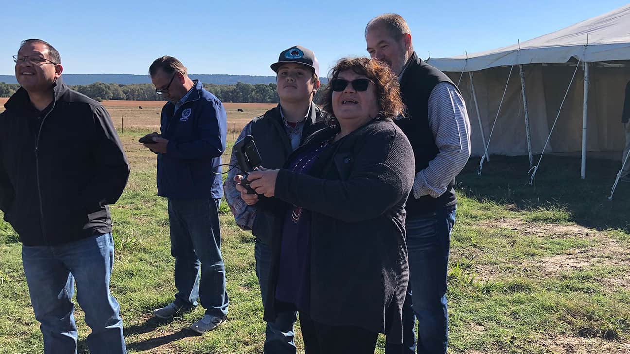 Choctaw Tribal Council Visit - Councilwomen Jennifer Woods flying a drone