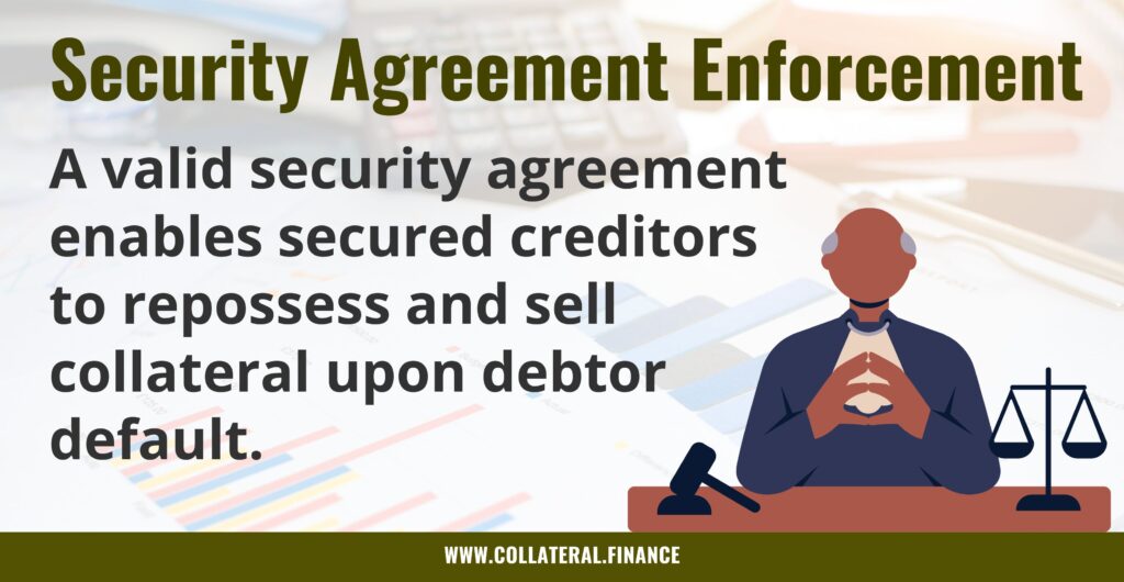 Security Agreement Enforcement - repossess and sell collateral upon debtor default