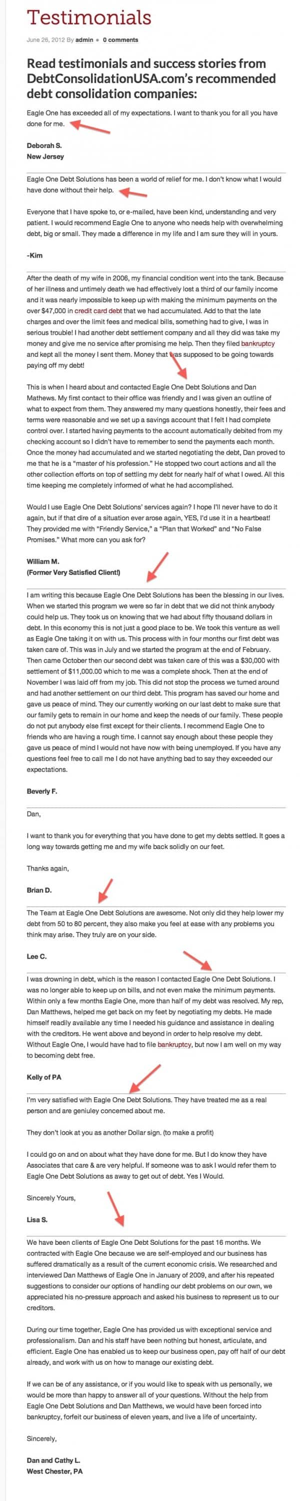 Debt consolidation company testimonials | get out of debt guy - steve rhode Debt consolidation company testimonials