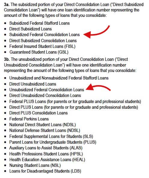 Federal direct consolidation loans