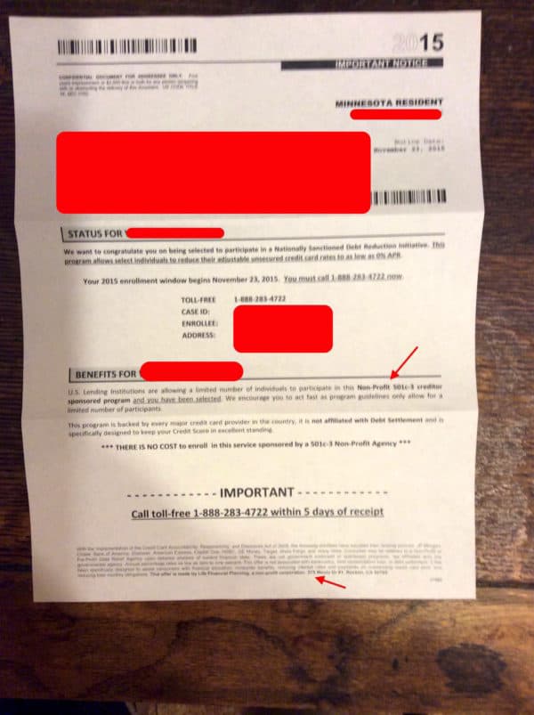 Life financial planning mailer