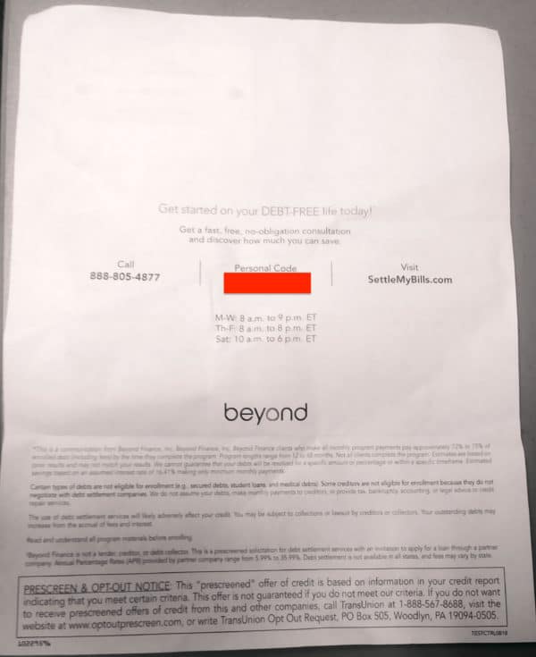 Back of beyond finance mailer | get out of debt guy - steve rhode