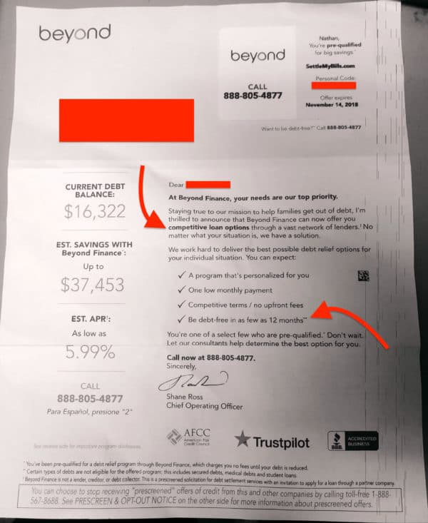 Front of beyond mailer | get out of debt guy - steve rhode