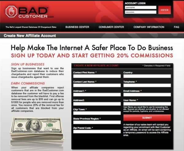 BadCustomer.com Affiliate