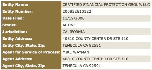 Certified protection group registration Certified protection group registration