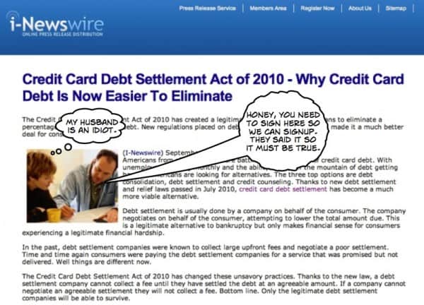Credit card debt settlement act of 2010