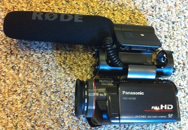 Video camera with external mic