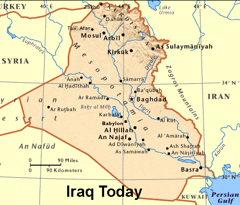 Map of Modern Iraq Map of Modern Iraq