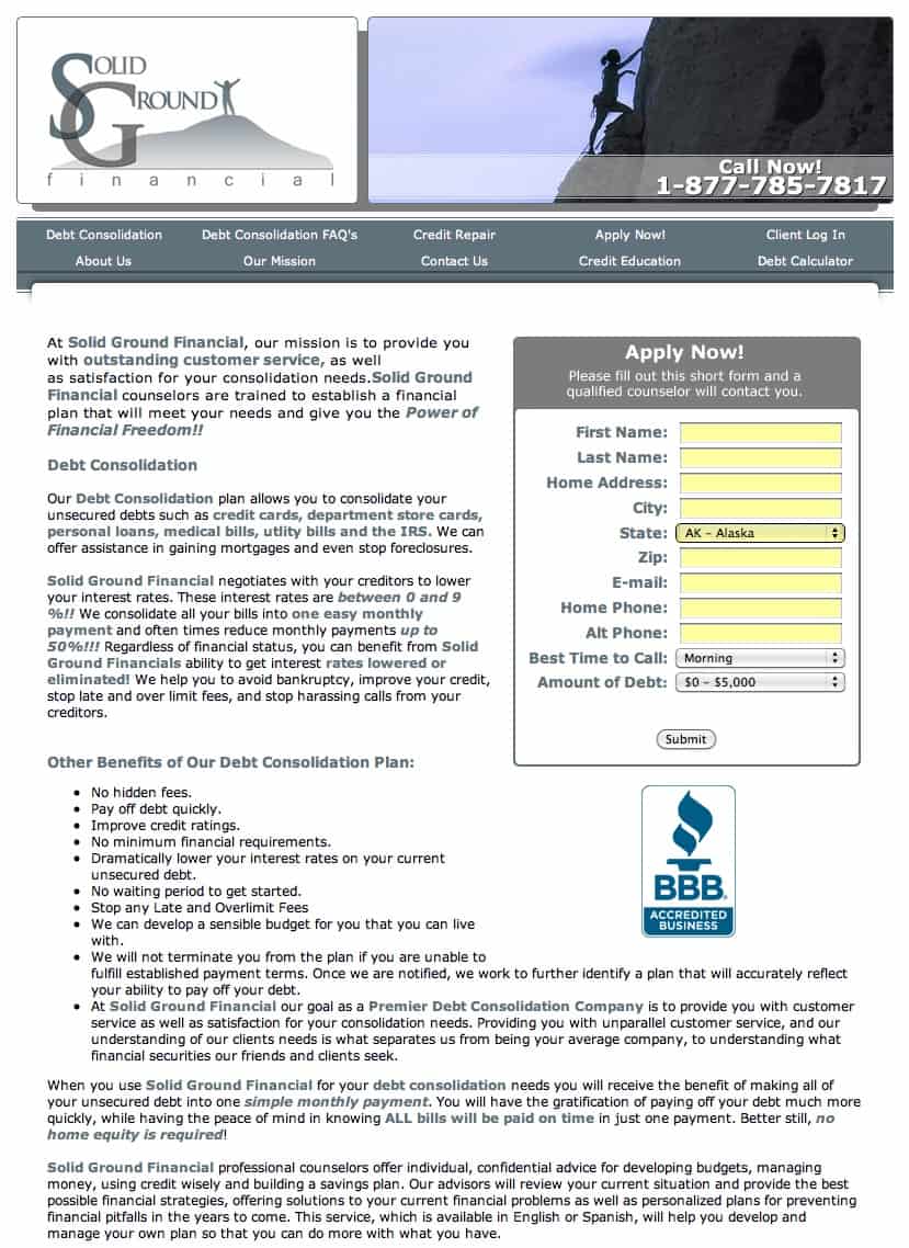 Solid ground financial site