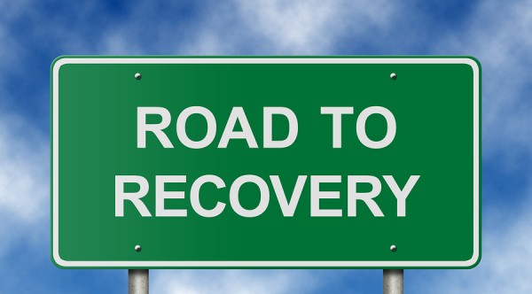 Road to recovery sign