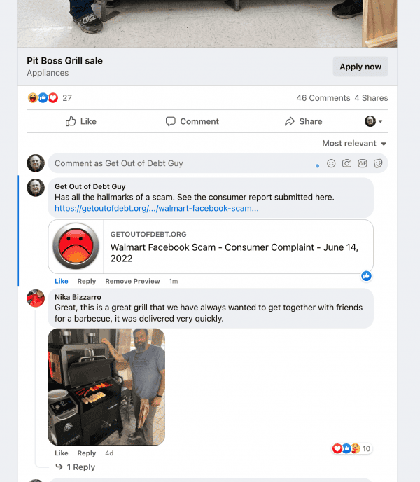 Walmart facebook scam – consumer complaint – june 14, 2022