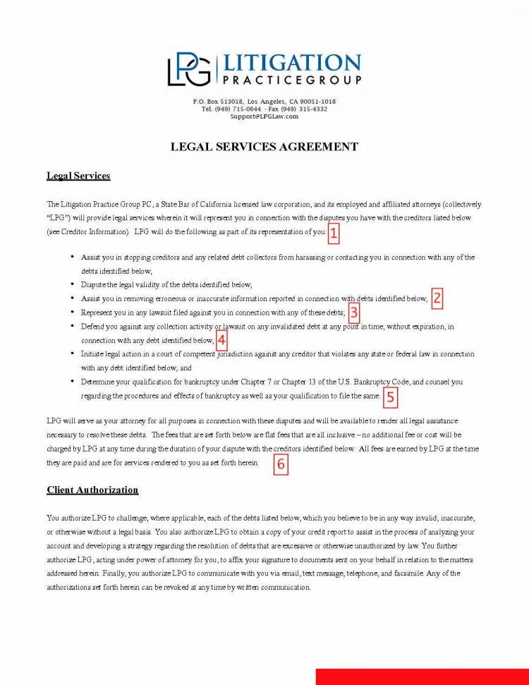 Litigation practice group contract review