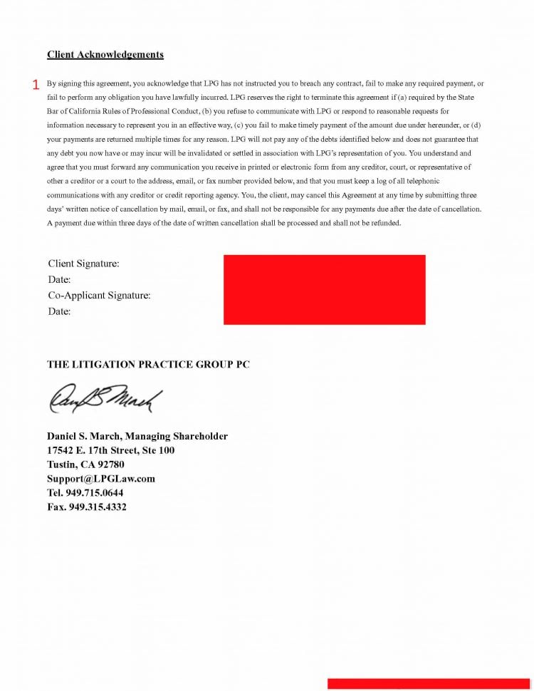 Litigation practice group contract review