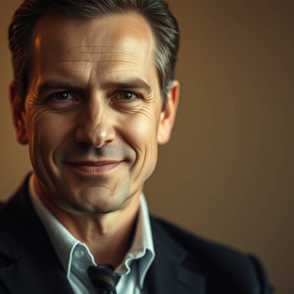 Respectful, professional businessman smiling in a suit, representing debt relief expert Steve Rhode.