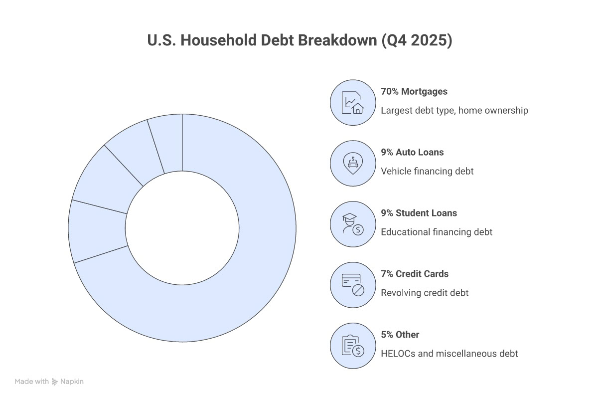 U.S. Household Debt Breakdown Q4 2025: $18.8 Trillion Total