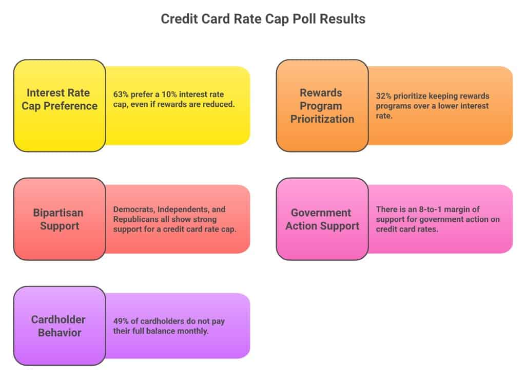 Credit Card Rate Cap Poll Results — 63% prefer interest rate cap, 49% carry balances monthly